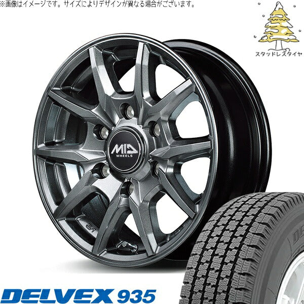 トーヨータイヤ デルベックス 935 (DELVEX 935) 195/80R15 ＋ MIDホイール KG25 メタリックグレー 15インチ 5.5J +45 6H139.7P スタッドレス・ホイール4本セット。1枚目。