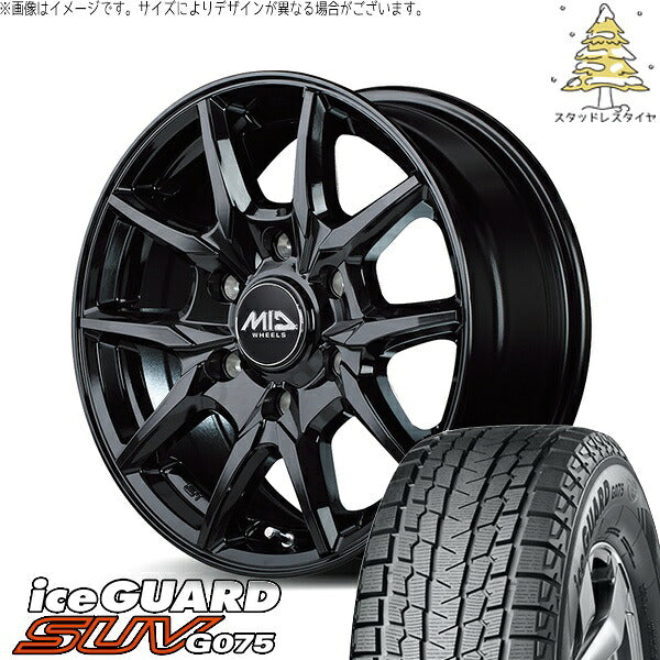 ヨコハマタイヤ アイスガード SUV G075 (iceGUARD SUV G075) 215/65R16 ＋ MIDホイール KG25 ブラック 16インチ 6.5J +38 6H139.7P スタッドレス・ホイール4本セット。1枚目。