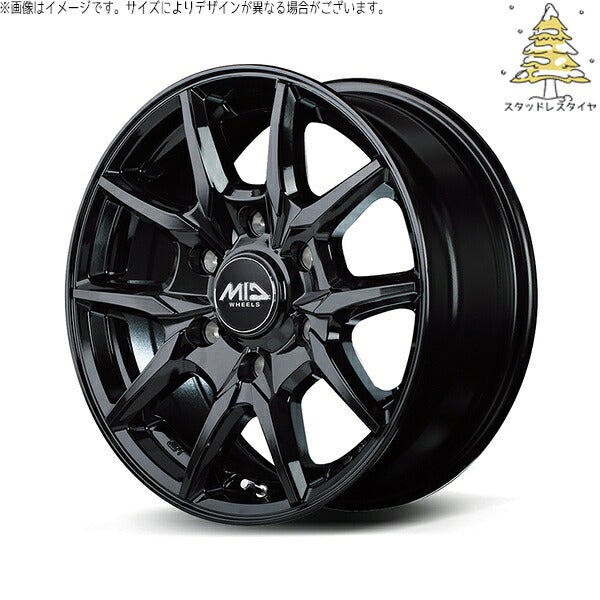 輸入スタッドレスタイヤ（銘柄指定不可） 215/70R16 ＋ MIDホイール KG25 ブラック 16インチ 6.5J +38 6H139.7P ホイール4本セット。1枚目。