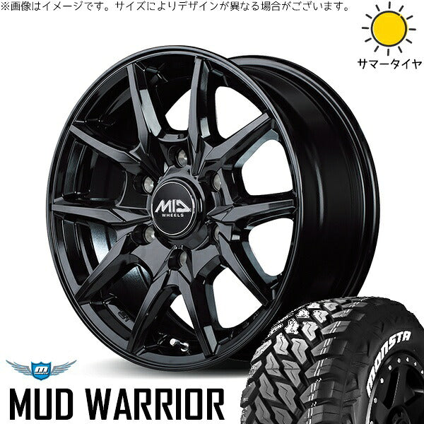 モンスタタイヤ マッドウォーリアー (MUD WARRIOR) 215/70R16 ＋ MIDホイール KG25 ブラック 16インチ 6.5J +38 6H139.7P サマー・ホイール4本セット。1枚目。