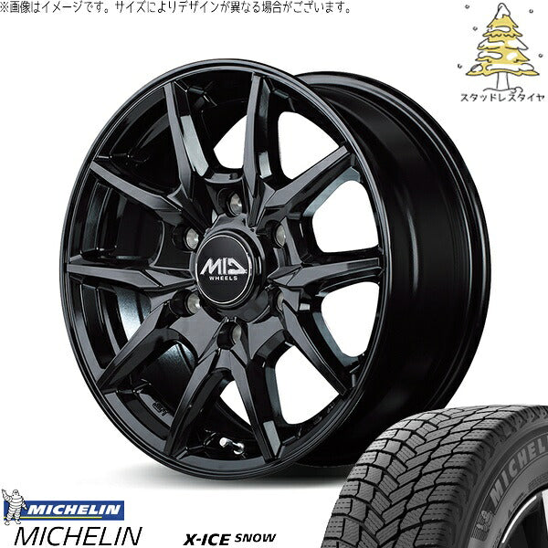 ミシュラン エックスアイス スノー (X-ICE SNOW) 215/70R16 ＋ MIDホイール KG25 ブラック 16インチ 6.5J +38 6H139.7P スタッドレス・ホイール4本セット。1枚目。