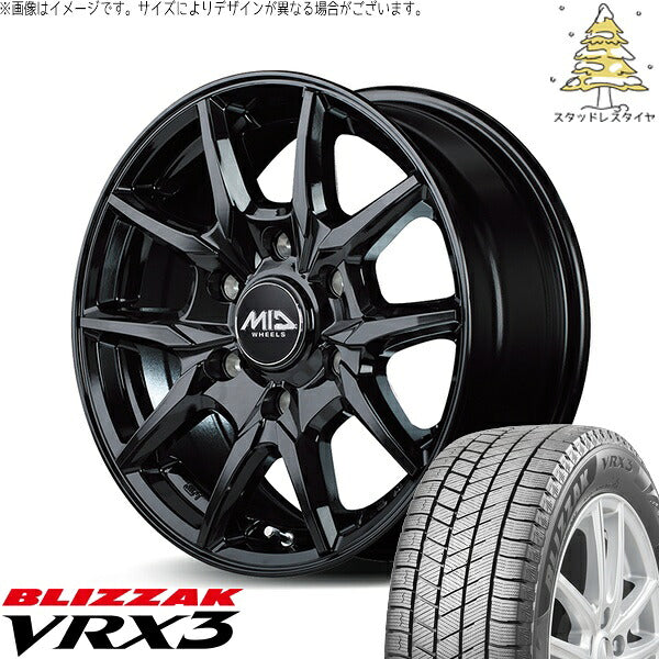 ブリヂストン ブリザック VRX3 (BLIZZAK VRX3) 215/70R15 ＋ MIDホイール KG25 ブラック 15インチ 6J +33 6H139.7P スタッドレス・ホイール4本セット。1枚目。
