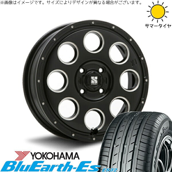 ヨコハマタイヤ ブルーアース ES32 165/50R15 ＋ エクストリームJ KK03 サテンブラックミルド 15インチ 4.5J +45 4H100P サマー・ホイール4本セット。1枚目。