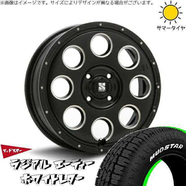 マッドスター ラジアルAT 175/65R15 ＋ エクストリームJ KK03 サテンブラックミルド 15インチ 4.5J +45 4H100P サマー・ホイール4本セット。1枚目。