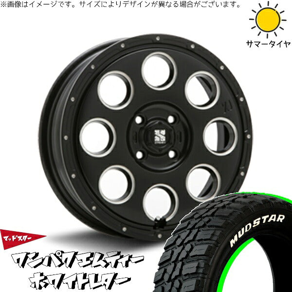 マッドスター ワンパクMT 175/65R15 ＋ エクストリームJ KK03 サテンブラックミルド 15インチ 4.5J +45 4H100P サマー・ホイール4本セット。1枚目。