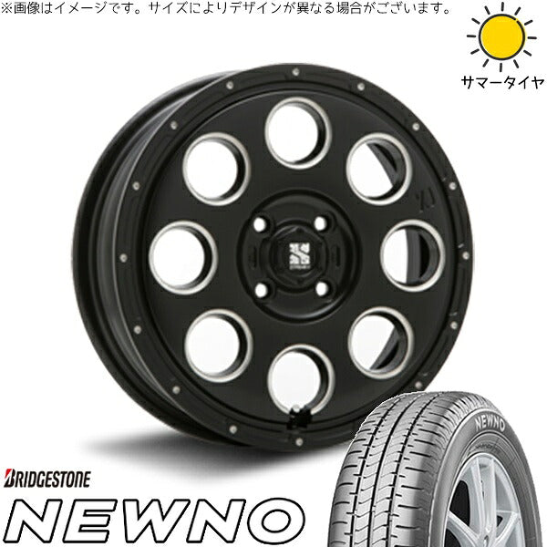 ブリヂストン ニューノ 165/60R15 ＋ エクストリームJ KK03 サテンブラックミルド 15インチ 4.5J +45 4H100P サマー・ホイール4本セット。1枚目。