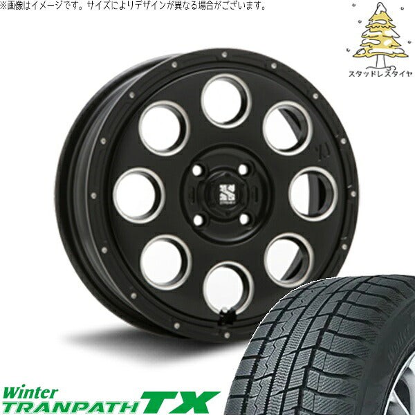 トーヨータイヤ ウィンタートランパス TX 165/60R15 ＋ エクストリームJ KK03 サテンブラックミルド 15インチ 4.5J +45 4H100P スタッドレス・ホイール4本セット。1枚目。