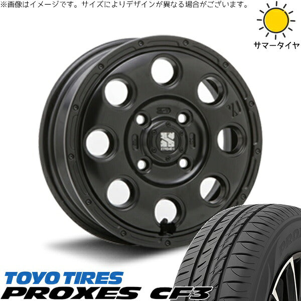 トーヨータイヤ プロクセス CF3 165/60R15 ＋ エクストリームJ KK03 サテンブラック 15インチ 4.5J +45 4H100P サマー・ホイール4本セット。1枚目。