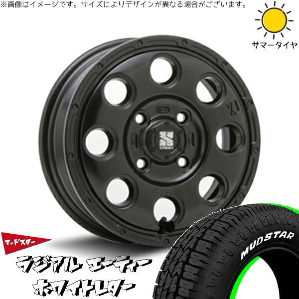 マッドスター ラジアルAT 145/80R12 ＋ エクストリームJ KK03 サテンブラック 12インチ 4.00B +42 4H100P サマー・ホイール4本セット。1枚目。