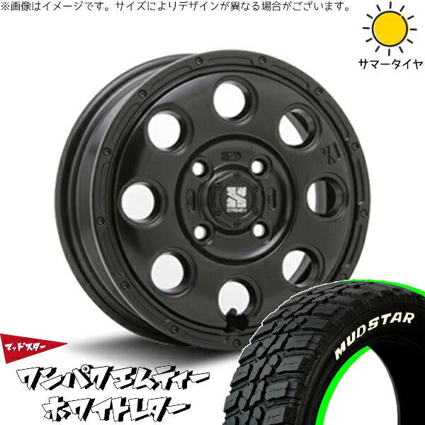 マッドスター ワンパクMT (WANPAKU M/T) 145/80R13 ＋ エクストリームJ KK03 サテンブラック 13インチ 4.00B +43 4H100P サマー・ホイール4本セット。1枚目。