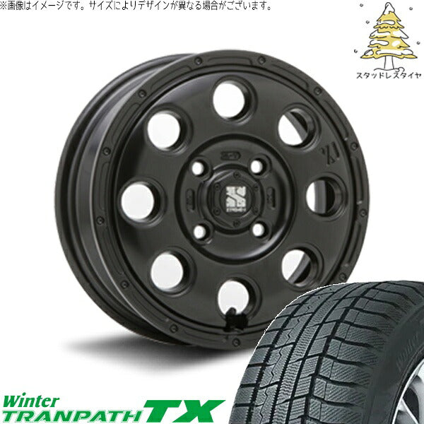 トーヨータイヤ ウィンタートランパス TX (WinterTRANPATH TX) 165/65R14 ＋ エクストリームJ KK03 サテンブラック 14インチ 4.5J +45 4H100P スタッドレス・ホイール4本セット。1枚目。