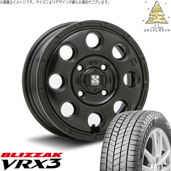 ブリヂストン ブリザック VRX3 (BLIZZAK VRX3) 165/60R15 ＋ エクストリームJ KK03 サテンブラック 15インチ 4.5J +45 4H100P スタッドレス・ホイール4本セット。1枚目。