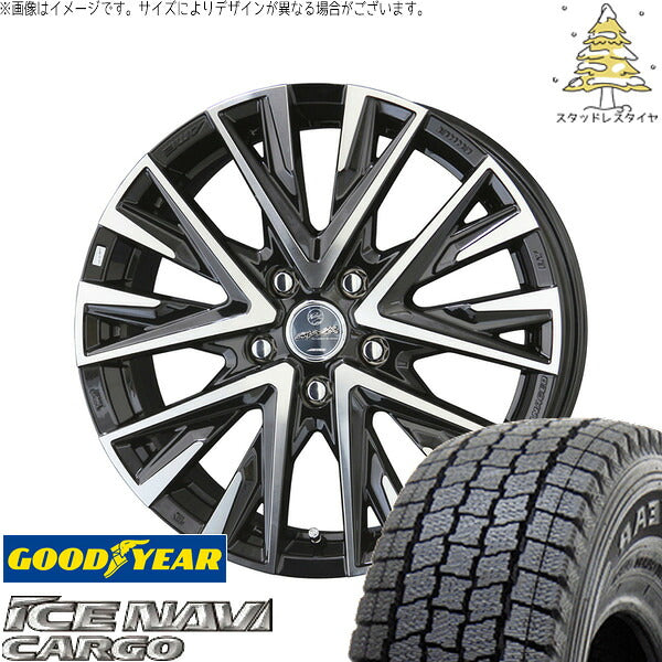 グッドイヤー アイスナビカーゴ 145/80R13 ＋ スマック レジーナ サファイアブラックポリッシュ 13インチ 4.00B +45 4H100P スタッドレス・ホイール4本セット。1枚目。