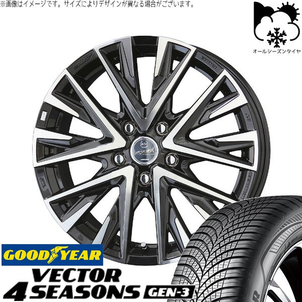 グッドイヤー ベクター4シーズンズ GEN-3 195/60R16 ＋ スマック レジーナ サファイアブラックポリッシュ 16インチ 6.5J +45 5H114.3P オールシーズン・ホイール4本セット。1枚目。