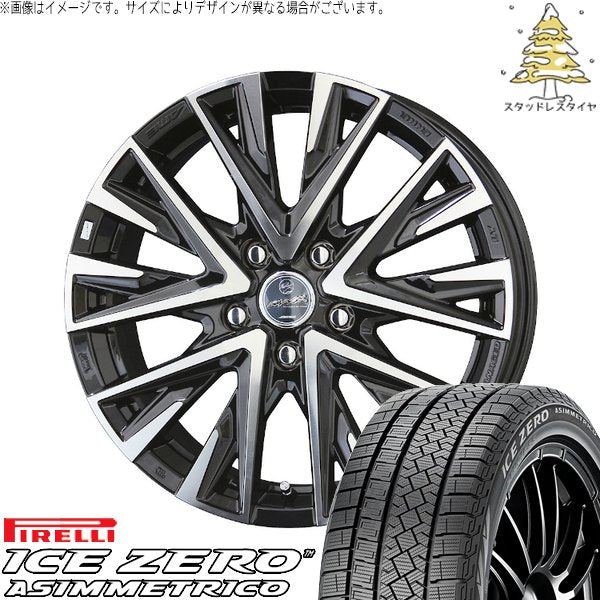 ピレリ アイスゼロアシンメトリコ 215/50R17 ＋ スマック レジーナ サファイアブラックポリッシュ 17インチ 7J +53 5H114.3P スタッドレス・ホイール4本セット。1枚目。