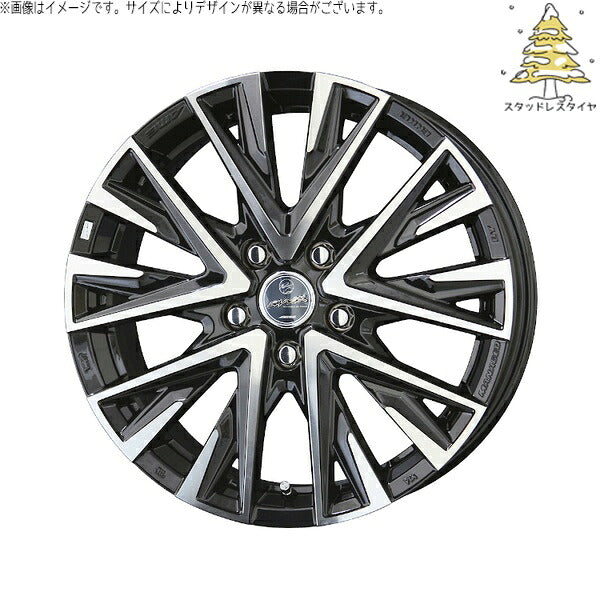 輸入スタッドレスタイヤ（銘柄指定不可） 195/65R15 ＋ スマック レジーナ サファイアブラックポリッシュ 15インチ 6J +53 5H114.3P ホイール4本セット。1枚目。