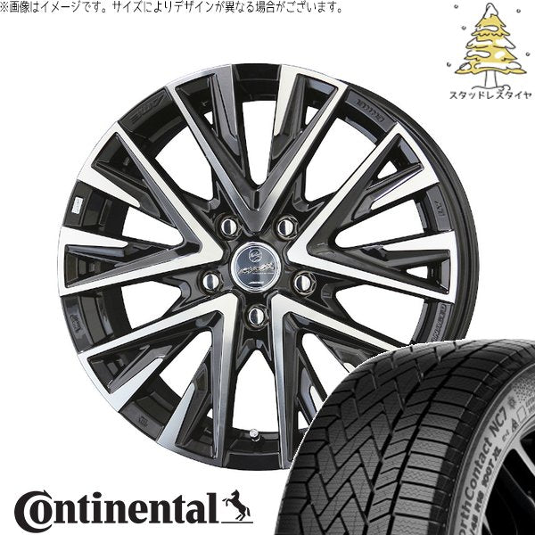 コンチネンタル ノースコンタクト NC7 215/60R17 ＋ スマック レジーナ サファイアブラックポリッシュ 17インチ 7J +38 5H114.3P スタッドレス・ホイール4本セット。1枚目。