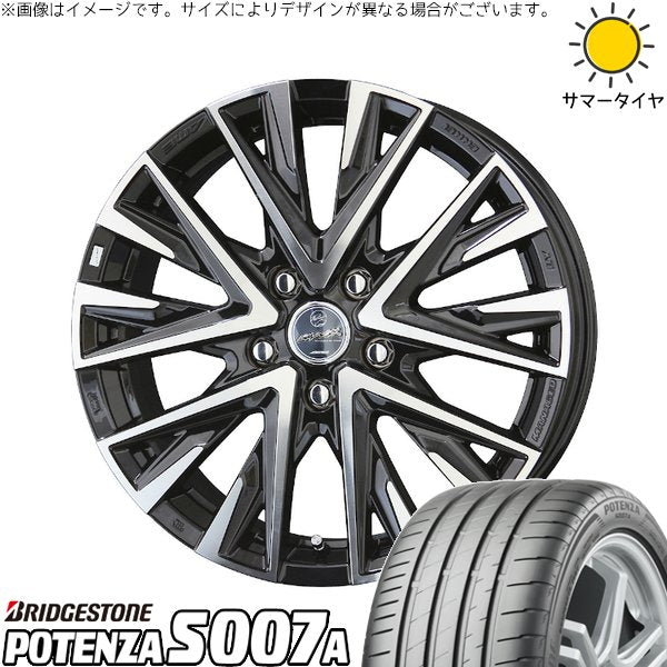 ブリヂストン ポテンザ S007A 225/50R18 ＋ スマック レジーナ サファイアブラックポリッシュ 18インチ 7.5J +38 5H114.3P サマー・ホイール4本セット。1枚目。