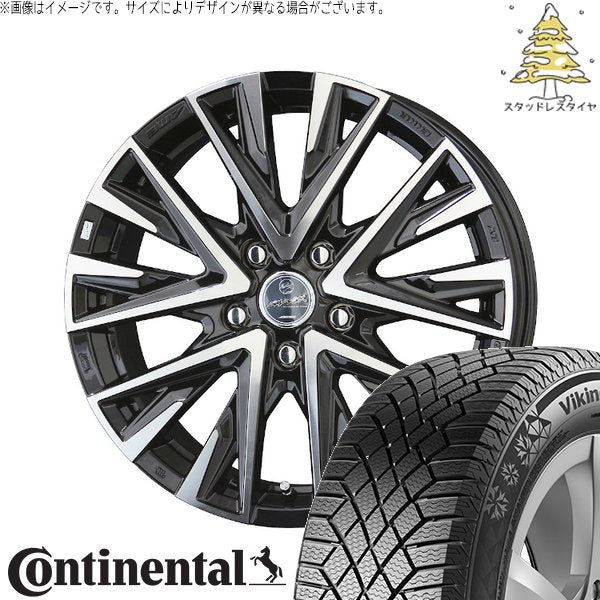 コンチネンタル バイキングコンタクト7 195/50R16 ＋ スマック レジーナ サファイアブラックポリッシュ 16インチ 6.5J +45 5H114.3P スタッドレス・ホイール4本セット。1枚目。