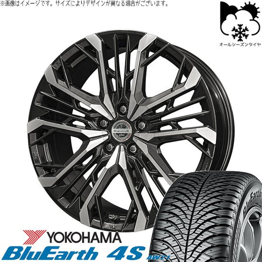ヨコハマタイヤ ブルーアース4S AW21 215/50R18 ＋ シュタイナー LGX ブラックポリッシュ 18インチ 7.5J +45 5H114.3P オールシーズン・ホイール4本セット。1枚目。