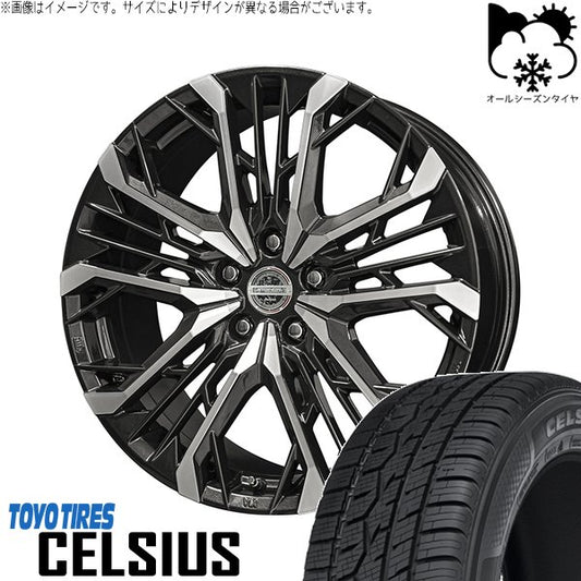 トーヨータイヤ セルシアス 225/55R18 ＋ シュタイナー LGX ブラックポリッシュ 18インチ 7.5J +45 5H114.3P オールシーズン・ホイール4本セット。1枚目。