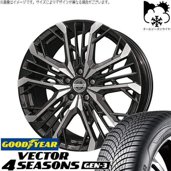 グッドイヤー ベクター4シーズンズ GEN-3 245/45R19 ＋ シュタイナー LGX ブラックポリッシュ 19インチ 8J +42 5H114.3P オールシーズン・ホイール4本セット。1枚目。