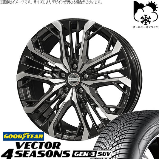 グッドイヤー ベクター4シーズンズ GEN-3 SUV 225/60R18 ＋ シュタイナー LGX ブラックポリッシュ 18インチ 7.5J +45 5H114.3P オールシーズン・ホイール4本セット。1枚目。