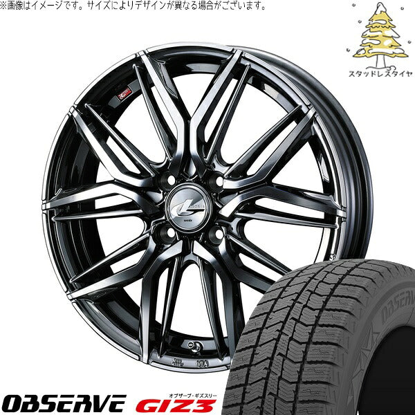 トーヨータイヤ オブザーブ GIZ3 205/55R16 ＋ レオニス LM ブラックメタルコート/ミラーカット 16インチ 6J +42 4H100P スタッドレス・ホイール4本セット。1枚目。