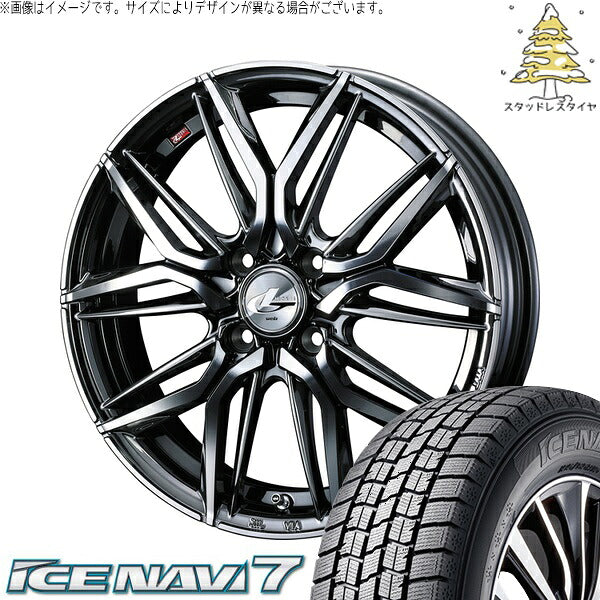 グッドイヤー アイスナビ7 175/60R16 ＋ レオニス LM ブラックメタルコート/ミラーカット 16インチ 6J +42 4H100P スタッドレス・ホイール4本セット。1枚目。