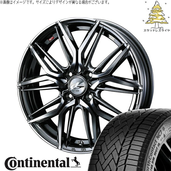 コンチネンタル ノースコンタクト NC7 205/55R16 ＋ レオニス LM ブラックメタルコート/ミラーカット 16インチ 6J +42 4H100P スタッドレス・ホイール4本セット。1枚目。