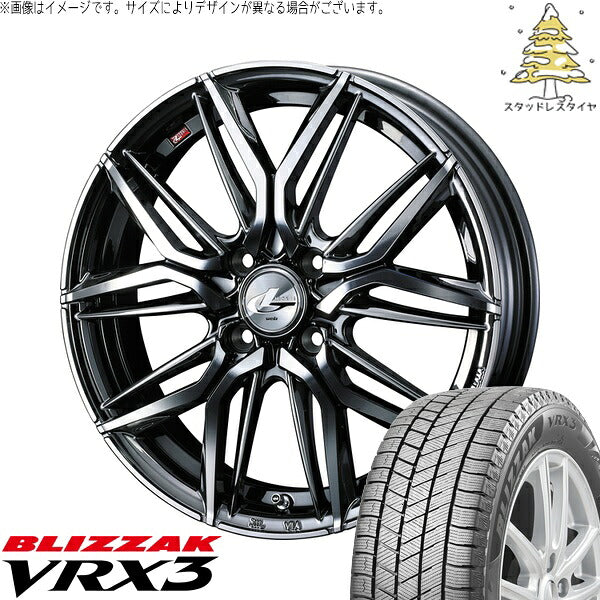 ブリヂストン ブリザック VRX3 165/70R14 ＋ レオニス LM ブラックメタルコート/ミラーカット 14インチ 4.5J +45 4H100P スタッドレス・ホイール4本セット。1枚目。
