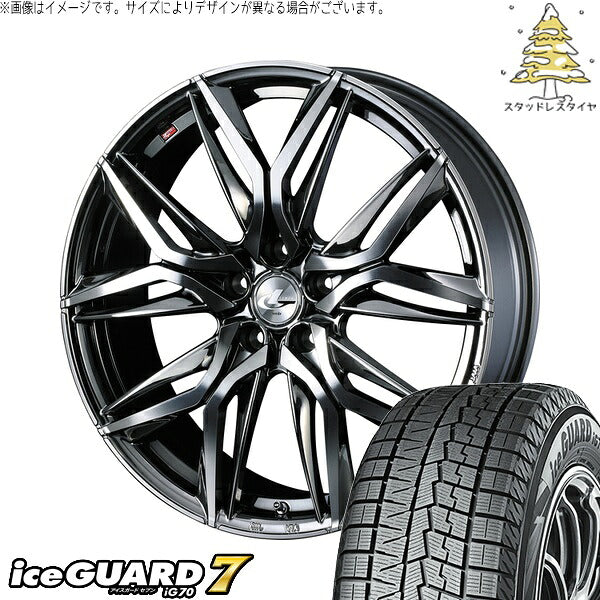 ヨコハマタイヤ アイスガードセブン IG70 225/45R19 ＋ レオニス LM ブラックメタルコート/ミラーカット 19インチ 7.5J +48 5H114.3P スタッドレス・ホイール4本セット。1枚目。