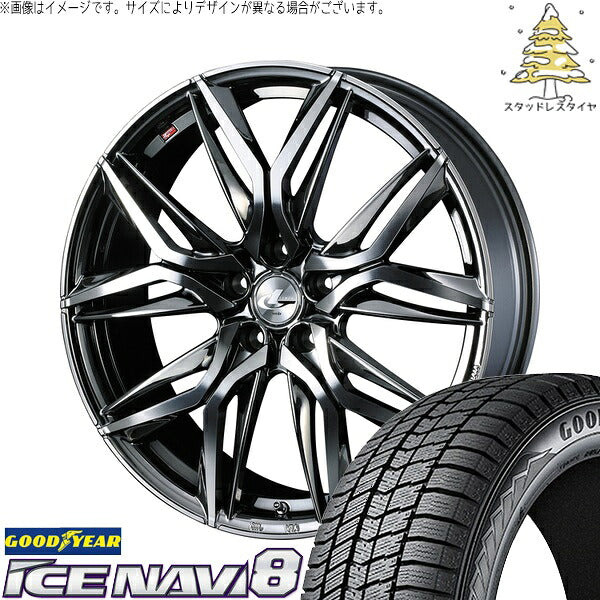 グッドイヤー アイスナビ8 215/60R17 ＋ レオニス LM ブラックメタルコート/ミラーカット 17インチ 7J +47 5H114.3P スタッドレス・ホイール4本セット。1枚目。