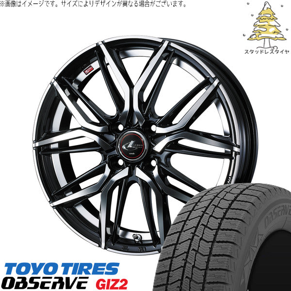 トーヨータイヤ OBSERVE 185/60R16 ＋ レオニス LM パールブラック/ミラーカット 16インチ 6J +42 4H100P スタッドレス・ホイール4本セット。1枚目。