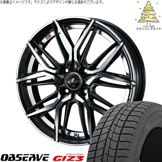トーヨータイヤ オブザーブ GIZ3 195/45R17 ＋ レオニス LM パールブラック/ミラーカット 17インチ 6.5J +42 4H100P スタッドレス・ホイール4本セット。1枚目。