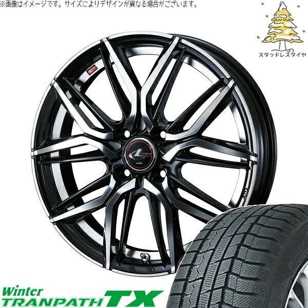 トーヨータイヤ ウィンタートランパス TX 165/65R14 ＋ レオニス LM パールブラック/ミラーカット 14インチ 4.5J +45 4H100P スタッドレス・ホイール4本セット。1枚目。