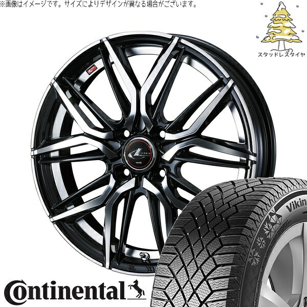 コンチネンタル バイキングコンタクト7 175/65R14 ＋ レオニス LM パールブラック/ミラーカット 14インチ 5.5J +42 4H100P スタッドレス・ホイール4本セット。1枚目。