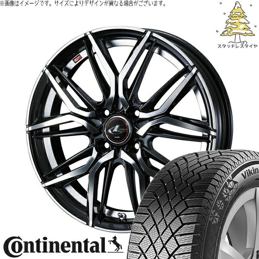 コンチネンタル バイキングコンタクト7 175/65R14 ＋ レオニス LM パールブラック/ミラーカット 14インチ 5.5J +42 4H100P スタッドレス・ホイール4本セット。1枚目。