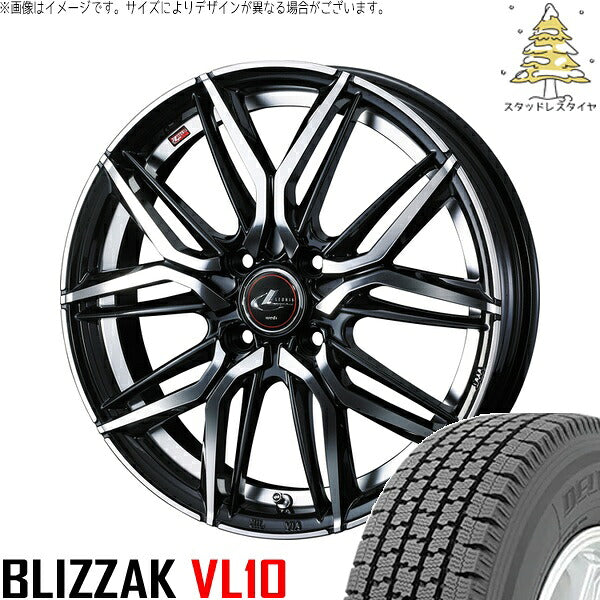 ブリヂストン ブリザック VL10 165/80R14 ＋ レオニス LM パールブラック/ミラーカット 14インチ 5.5J +42 4H100P スタッドレス・ホイール4本セット。1枚目。