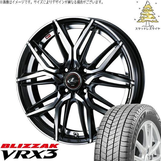 ブリヂストン ブリザック VRX3 195/45R17 ＋ レオニス LM パールブラック/ミラーカット 17インチ 6.5J +42 4H100P スタッドレス・ホイール4本セット。1枚目。