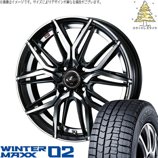 ダンロップ ウィンターマックス02 195/45R17 ＋ レオニス LM パールブラック/ミラーカット 17インチ 6.5J +42 4H100P スタッドレス・ホイール4本セット。1枚目。