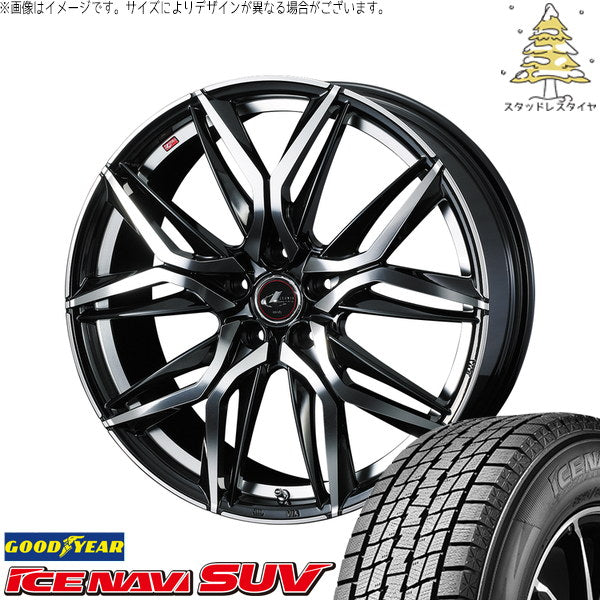 グッドイヤー アイスナビ SUV 225/70R16 ＋ レオニス LM パールブラック/ミラーカット 16インチ 6.5J +42 5H100P スタッドレス・ホイール4本セット。1枚目。
