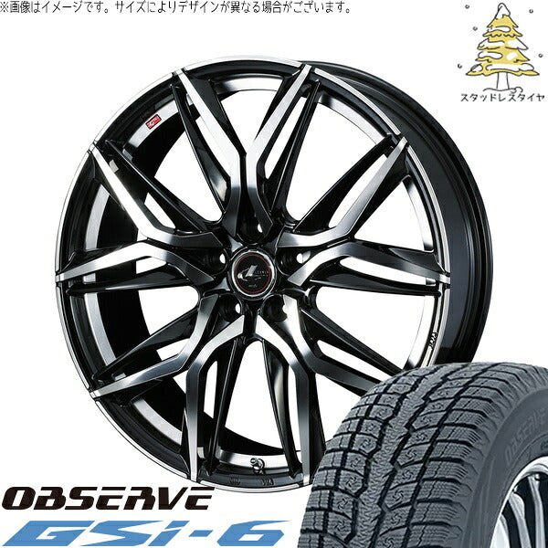 トーヨータイヤ オブザーブ Gsi-6 225/55R18 ＋ レオニス LM パールブラック/ミラーカット 18インチ 7J +47 5H114.3P スタッドレス・ホイール4本セット。1枚目。