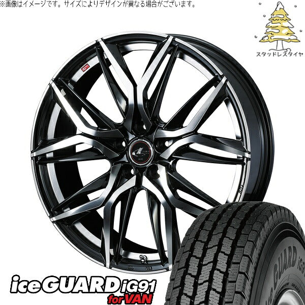 ヨコハマタイヤ アイスガード91 IG91 185/65R15 ＋ レオニス LM パールブラック/ミラーカット 15インチ 6J +50 5H114.3P スタッドレス・ホイール4本セット。1枚目。