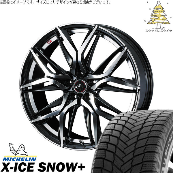 ミシュラン エックスアイス スノー+ 225/55R17 ＋ レオニス LM パールブラック/ミラーカット 17インチ 7J +53 5H114.3P スタッドレス・ホイール4本セット。1枚目。