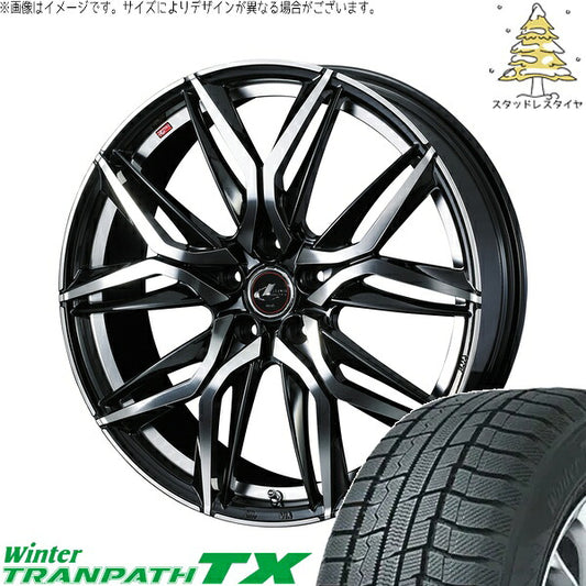 トーヨータイヤ ウィンタートランパス TX 225/55R18 ＋ レオニス LM パールブラック/ミラーカット 18インチ 7J +55 5H114.3P スタッドレス・ホイール4本セット。1枚目。
