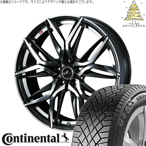 コンチネンタル バイキングコンタクト7 205/55R17 ＋ レオニス LM パールブラック/ミラーカット 17インチ 6.5J +52 5H114.3P スタッドレス・ホイール4本セット。1枚目。