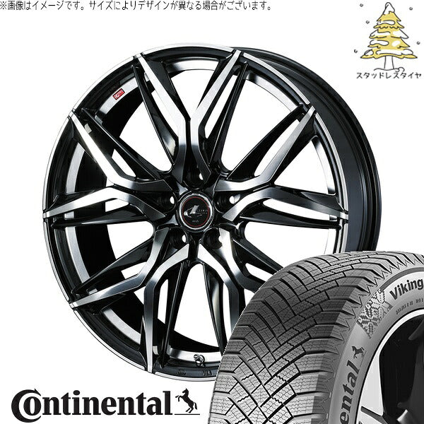 コンチネンタル バイキングコンタクト8 215/50R17 ＋ レオニス LM パールブラック/ミラーカット 17インチ 6.5J +52 5H114.3P スタッドレス・ホイール4本セット。1枚目。
