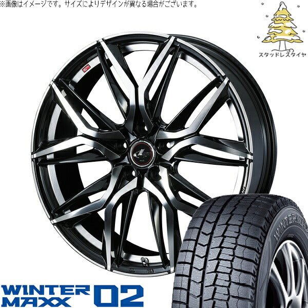 ダンロップ ウィンターマックス02 215/60R17 ＋ レオニス LM パールブラック/ミラーカット 17インチ 7J +53 5H114.3P スタッドレス・ホイール4本セット。1枚目。