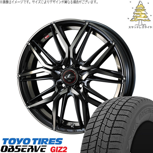 トーヨータイヤ OBSERVE 165/55R15 ＋ レオニス LM パールブラックミラーカット/チタントップ 15インチ 5.5J +43 4H100P スタッドレス・ホイール4本セット。1枚目。